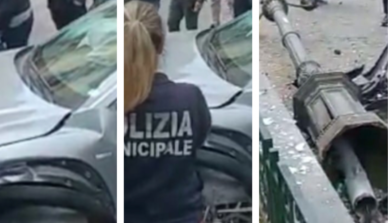 Auto finisce contro palo