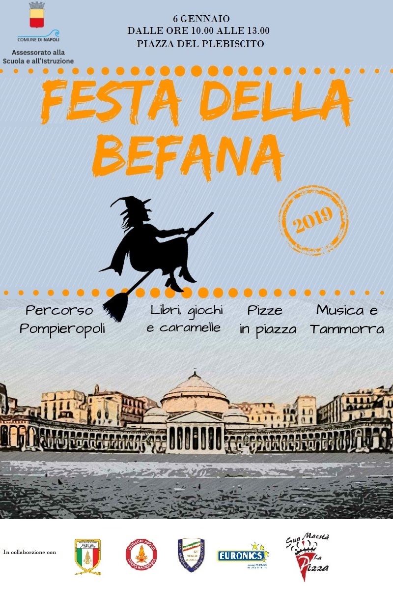 La festa della Befana in piazza del Plebiscito, giochi, regali, pizze e dolciumi: tutte le sorprese per i più piccoli