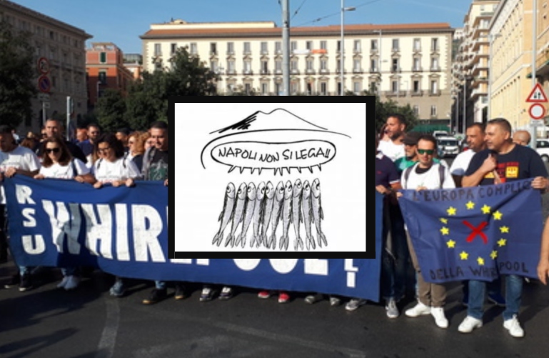 Sardine, l'unione fa la forza: manifestazione insieme agli operai Whirlpool nel giorno di Salvini a Napoli