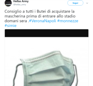 Prima una foto contro l'attaccante azzurro e poi un Tweet contro il popolo partenopeo