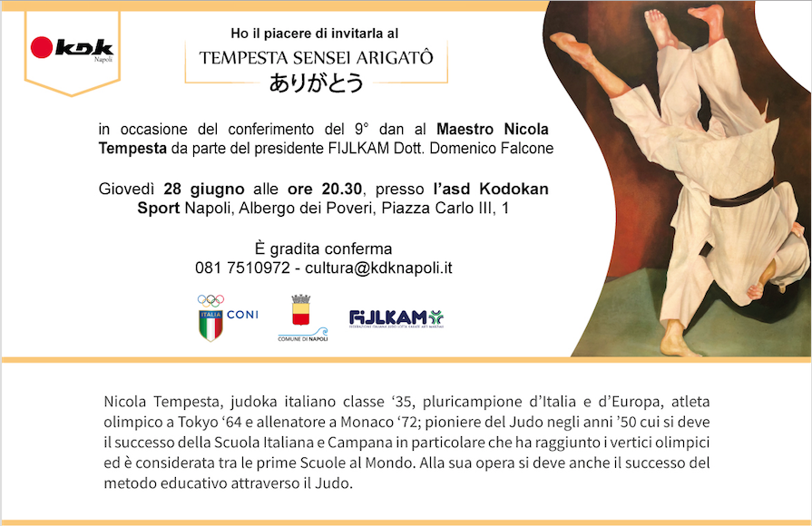 Napoli, tutto pronto per l'evento "Tempesta Sensei Arigatô"