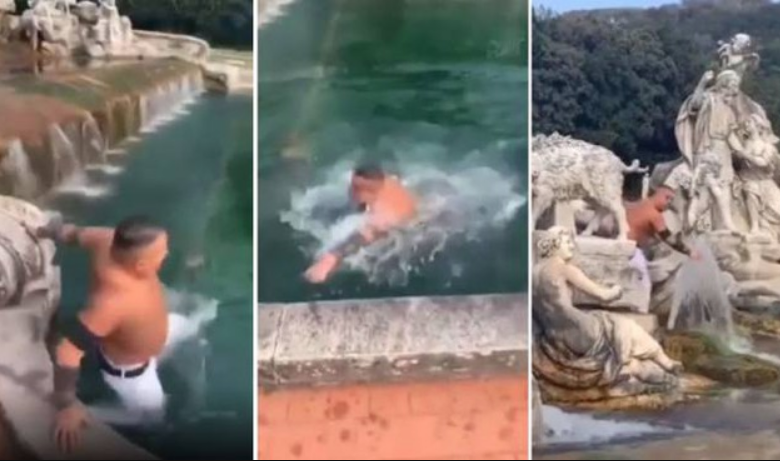 Entra in auto e si tuffa nella fontana della Reggia: "Aiutato dai custodi"
