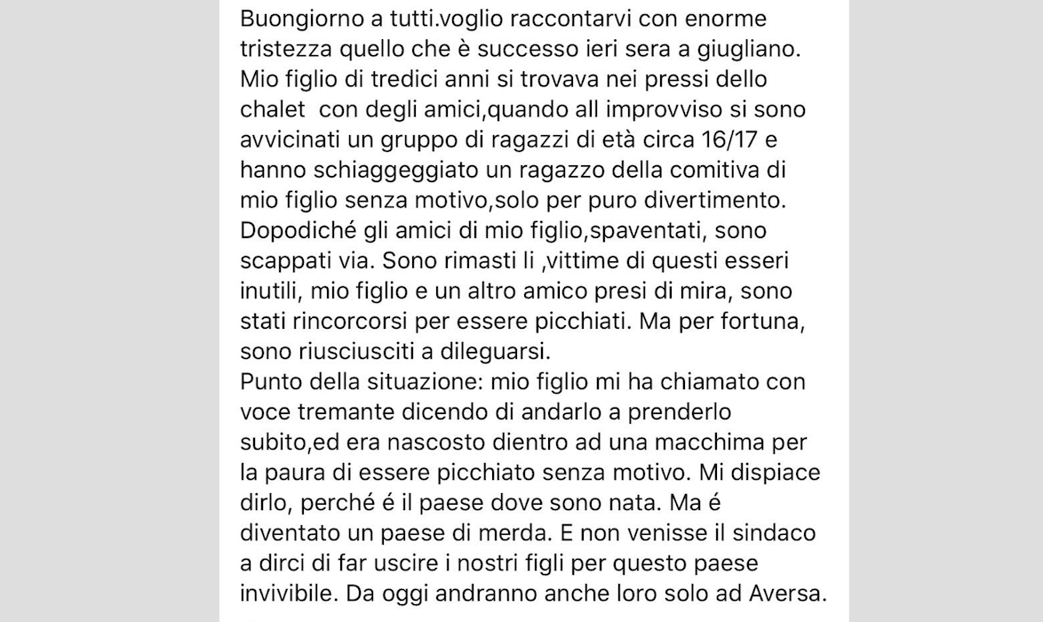 Giugliano, picchiati e inseguiti da baby gang 'per gioco'. L'appello di una madre: "Mio figlio tremava"