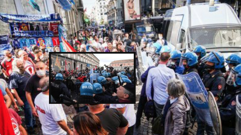 Disoccupati e centri sociali, corteo non autorizzato. Scontri con la Polizia: 3 agenti feriti