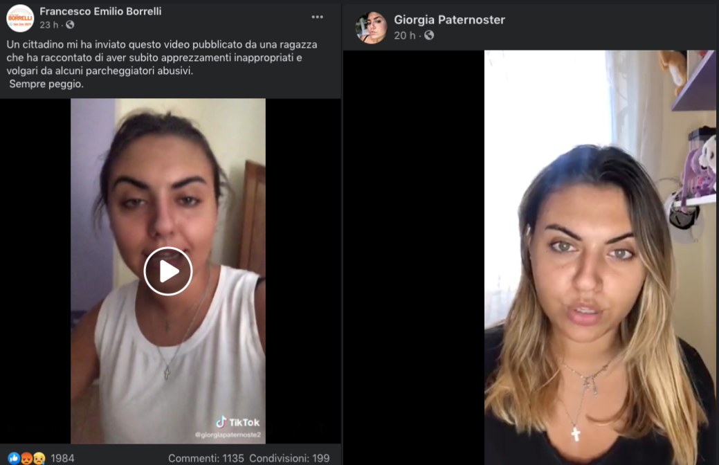 Borrelli pubblica il suo video, la giovane lo attacca: "Non ha avuto il mio permesso"