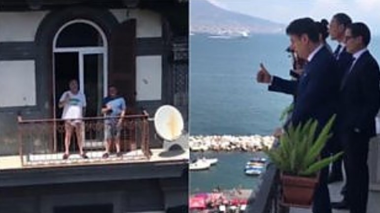 Napoli, simpatico siparietto dal balcone tra il Premier Conte e un cittadino diventa virale