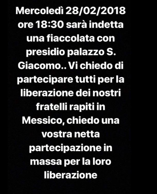 Napoletani dispersi in Messico, l'iniziativa per richiedere la liberazione e l'intervento delle autorità