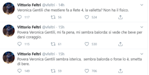 Feltri dopo il Sud se la prende con le donne, attacco contro la Gentili: "Mi fa pena, si vede che beve"