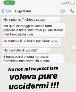 Nina Moric pubblica la foto di un messaggio di Luigi Favoloso: "Ho rischiato di ucciderti"