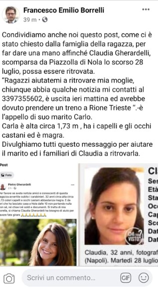 Gaffe di Borrelli, pubblica post su una ragazza scomparsa, ma è già stata trovata da diverse ore 