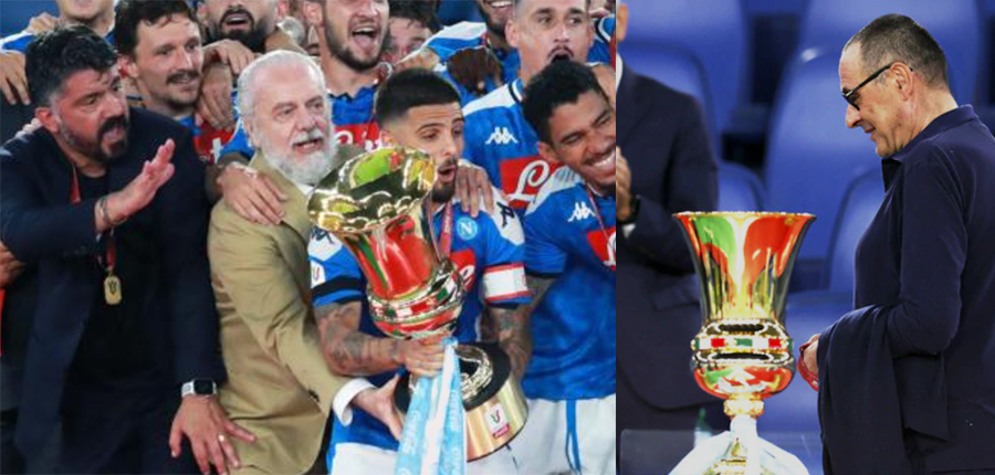 Il Napoli vince la Coppa Italia ed è subito ironia su Sarri: "Distanziamento sociale dai trofei"