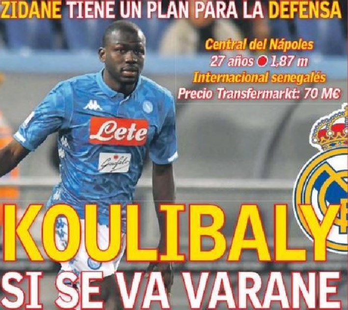 Dalla Spagna: "Koulibaly al Real Madrid, lo vuole Zidane"