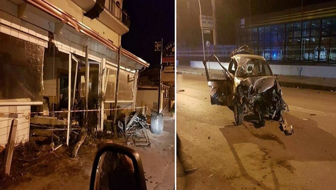 Santa Maria Capua Vetere, tremendo incidente, auto si schianta contro un bar