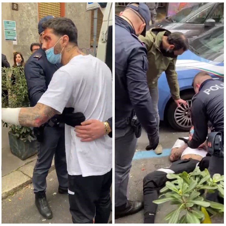 Fabrizio Corona deve tornare in carcere: all'arrivo della polizia urla, minaccia poi finisce a terra