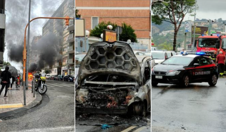 Auto in fiamme al Vomero