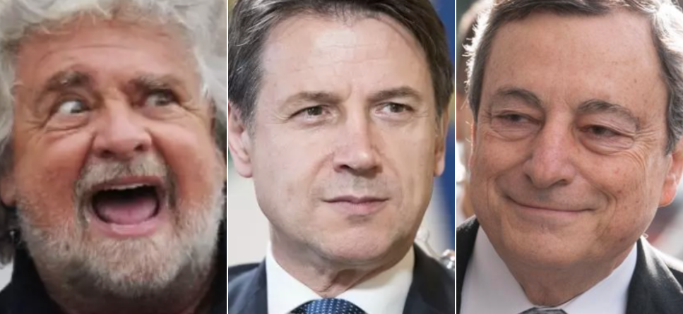 Conte, Draghi e Grillo