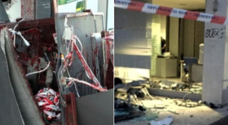 Fanno esplodere e rapinano bancomat