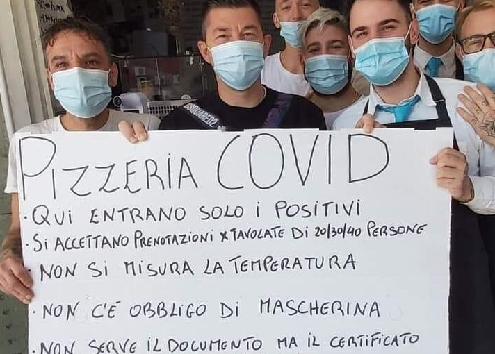 La protesta ironica di Errico Porzio: "Pizzeria Covid, accettiamo prenotazioni per 20 persone"