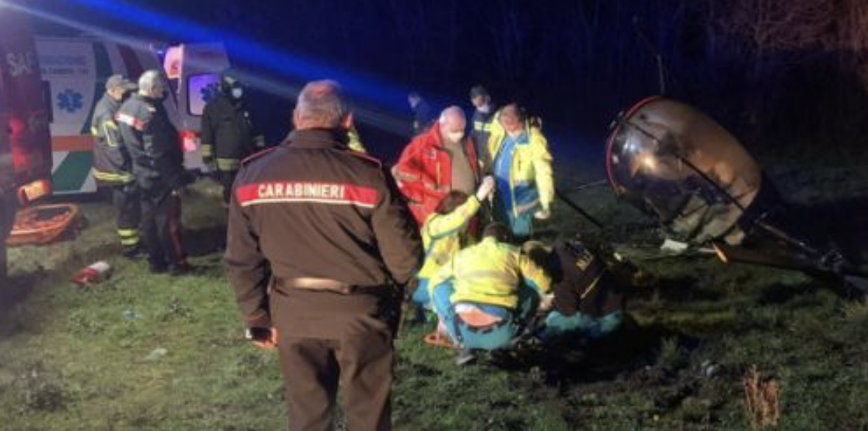 Precipita elicottero nel Casertano: morta una donna, grave il pilota