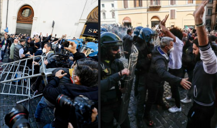Proteste per le riaperture a Roma, caos durante la manifestazione: ferito un poliziotto