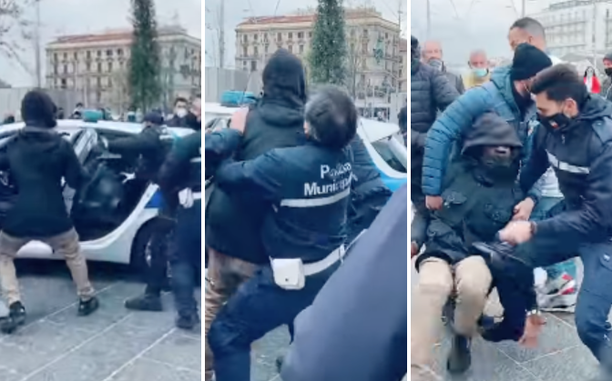 Il video dell'aggressione ai Vigili in piazza Garibaldi