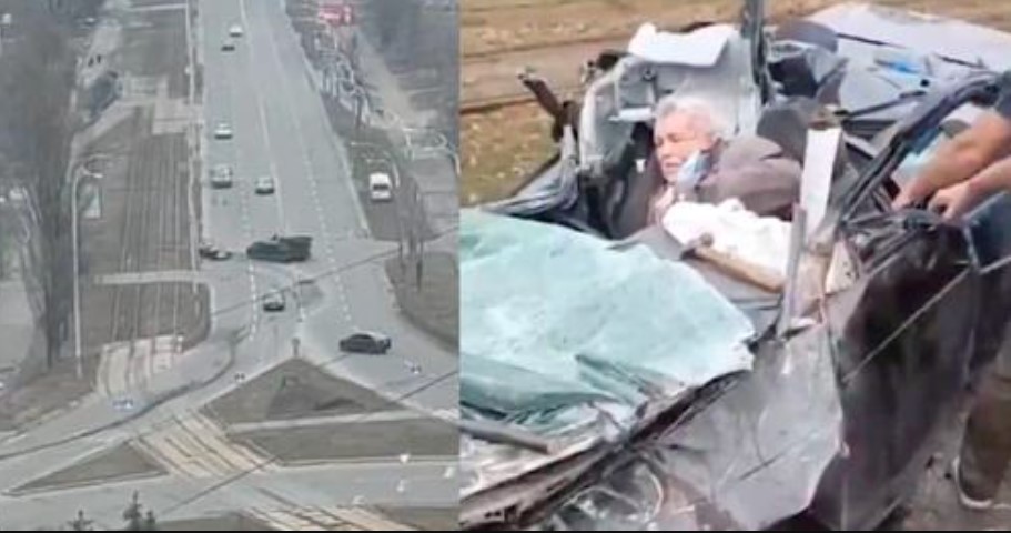 Guerra in Ucraina: carro armato schiaccia l'auto di un civile, donna incastrata tra le lamiere