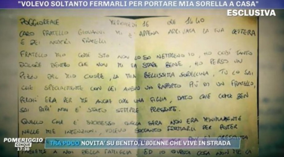 Michele Gaglione scrive a un amico dal carcere: "Per me Maria Paola era come una figlia"